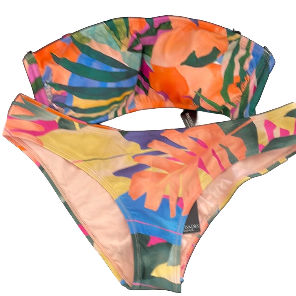 NWT PALISADES BEACH CLUB Colorful Strapless Bikini Set SIZE L